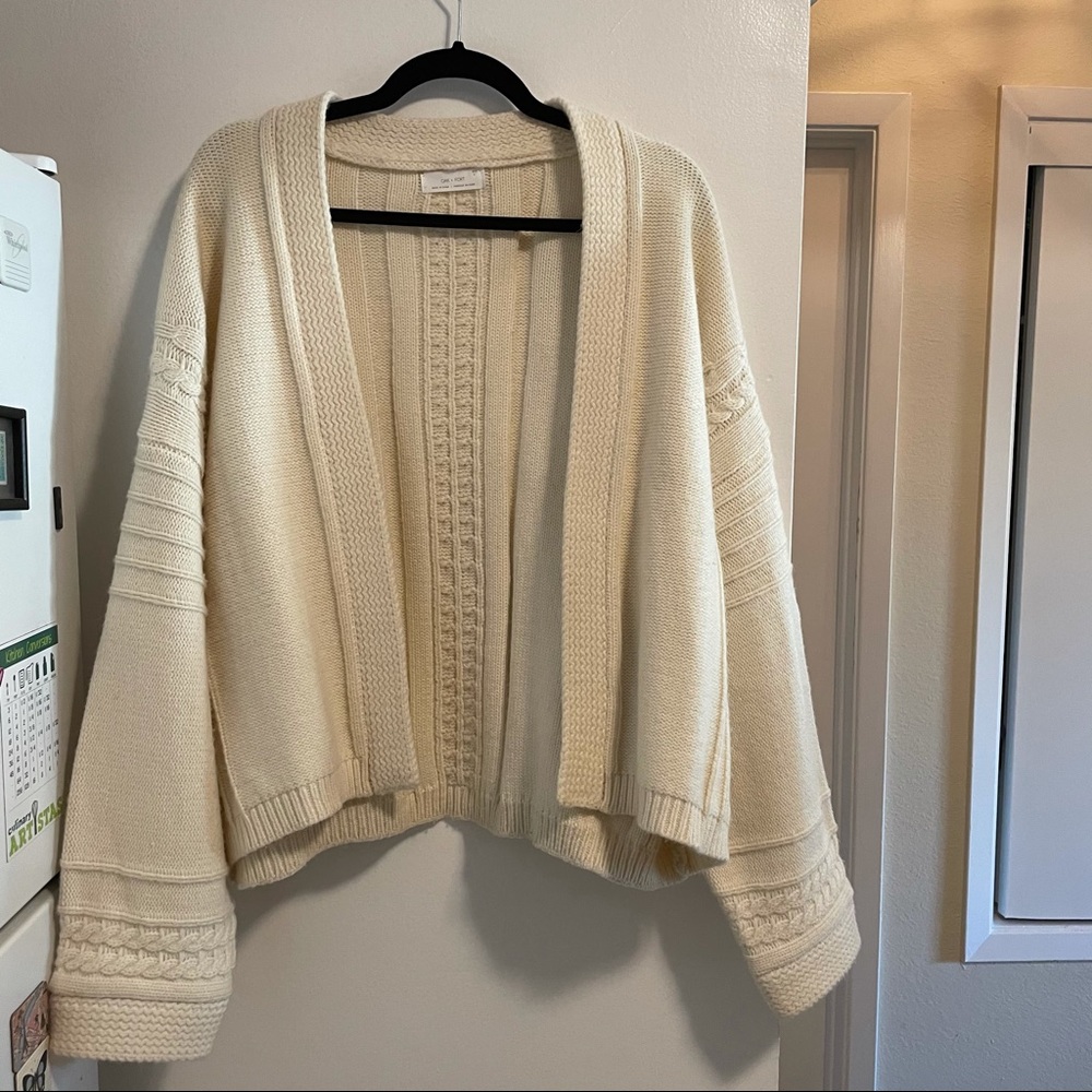 Oak + Fort Cream Cabled Cardigan